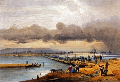 Les Autrichiens traversent le fleuve Po, pendant la 2e guerre d'Indépendance italienne