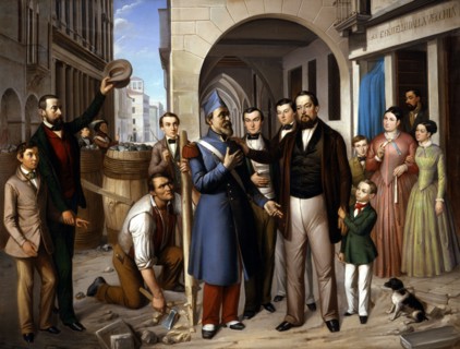 Révolution de 1848. Organisation des barricades sur le Corso Palladio à Vicence