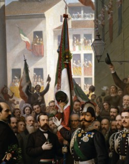 Victor Emmanuel II décore de la médaille d'or le drapeau de la révolution du 10 Juin 1848 à Vicence (détail)
