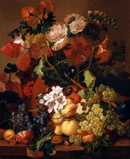 Van Huysum, Composition de fleurs et fruits