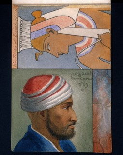 Egyptien de Denderah et figure du temple de Louxor dessinés par Frederick Stibbert