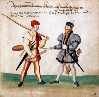 Gentlemans anglais de l'époque de Charles Quint, avec arcs et flèches