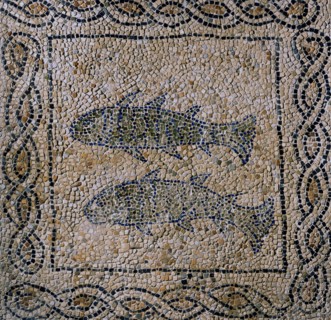 Mosaic: Two fish, symbol of eternal life