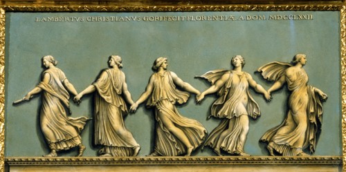 Panneau en stuc orné de "La danse des heures"