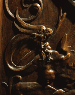 Wooden carved stall of the church of the monastery of the Hieronymites of Lisbon