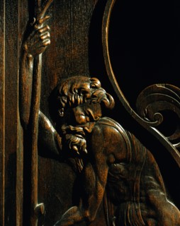 Wooden carved stall of the church of the monastery of the Hieronymites of Lisbon