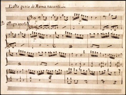 Copie manuscrite de la partition de "Gli Orazi e i Curiazi" : "L'alto genio di Roma nascente" de Domenico Cimarosa