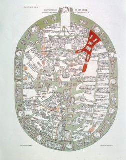 Reproduction of the world map of Ranulf Higden's "Polychronicon", dating from the 14th century and kept at the British Library in London