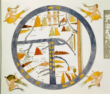 Reproduction of a 12th century world map preserved in the Turin library
