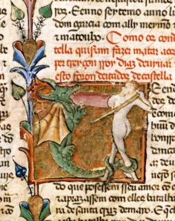 Fight between man and dragon