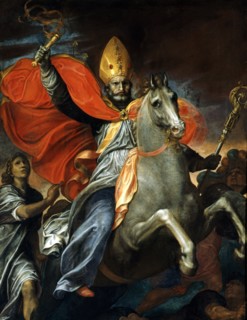 Giovanni Ambrogio Figino, Saint Ambrose, Bishop of Milan on horseback