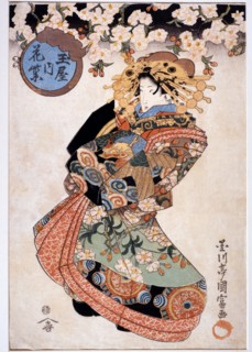 Utagawa Kunitomi, La Courtisane Hanamurasaki de la célèbre maison de thé Tamaya