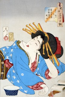 Tsukioka Yoshitoshi, "Les 32 visages à la mode", Le moment du repos