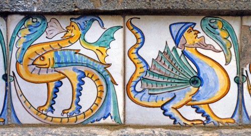 Majolica, Monstrous Human Figure, Animals and Fisheries, and Basil representation.