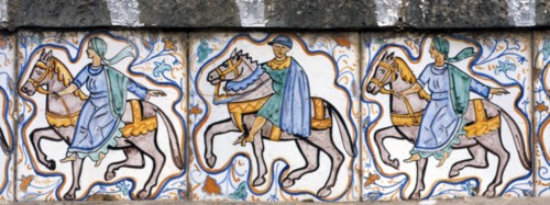 Majolica, Noble and ladies on horseback