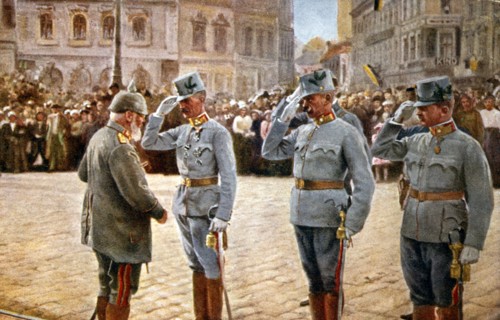 Rencontre entre le général Eduard von Böhm-Ermolli et le roi Louis III de Bavière après la bataille de Lemberg (Lviv)