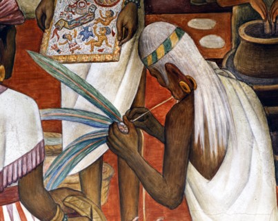 Rivera, Préparation des objets rituels ornés de plumes