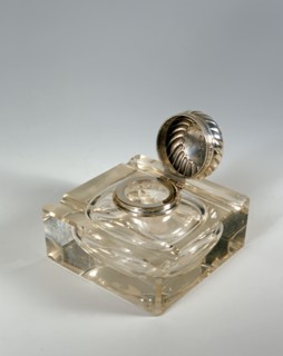 Crystal and silver inkwell