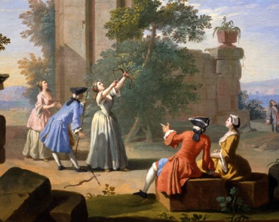 Zocchi, Le tir à l'arc. Détail.