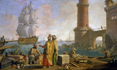 Zocchi, Les marchands orientaux dans le port de Livourne.