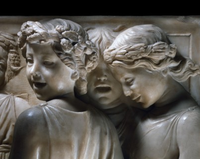 Cantoria. Marble relief of the choir of the Florence Cathedral choir
