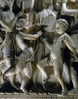 Cantoria. Marble relief of the choir of the Florence Cathedral choir
