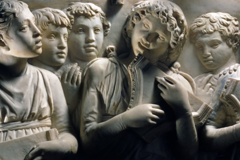 Cantoria. Marble relief of the choir of the Florence Cathedral choir
