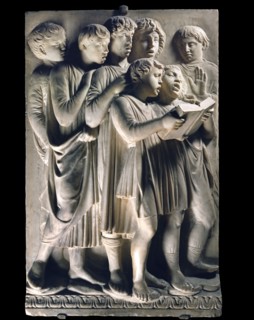 Cantoria. Marble relief of the choir of the Florence Cathedral choir