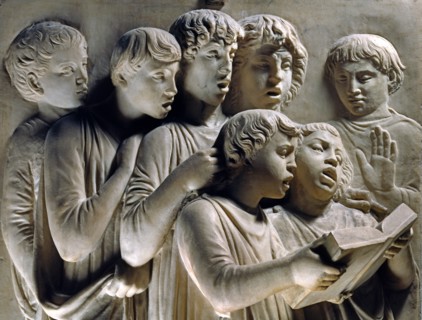 Cantoria. Marble relief of the choir of the Florence Cathedral choir