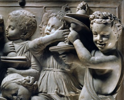 Cantoria. Marble relief of the choir of the Florence Cathedral choir