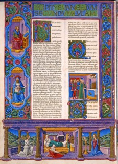 Crivelli, Evangile selon Luc. La Nativité, et l'Annonciation.