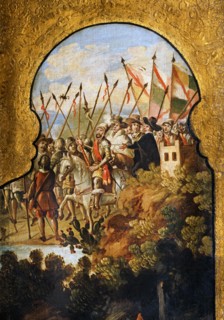 Paravent décoré de scènes de la conquête espagnole