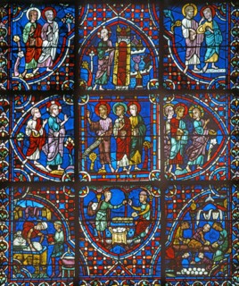 Partie inférieure du vitrail des Apôtres (vitrail de Chartres)