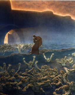 "The Divine Comedy", Inferno: the angry ones immersed in the muddy waters of the Styx (detail)