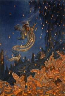 "La Divine Comédie", l'Enfer : Dante et Virgile descendent dans le gouffre sur le dos du démon Géryon