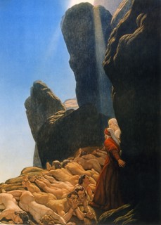 "La Divine Comédie", le Purgatoire : Dante et Virgile avec les avares et prodigues