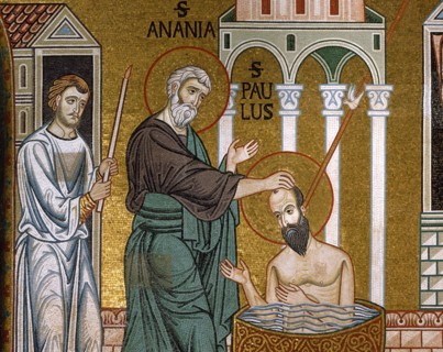 Chapelle palatine de Palerme
Mosaïque byzantine de la nef
Ananie de Damas, disciple de Jésus,
