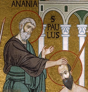 Chapelle palatine de Palerme
Mosaïque byzantine de la nef
Ananie de Damas, disciple de Jésus,
