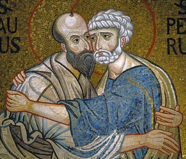 Chapelle palatine de Palerme
Mosaïque byzantine de la nef
Rencontre entre saint Pierre et saint