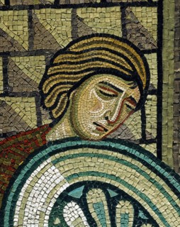Chapelle palatine de Palerme
Mosaïque byzantine de la nef
Détail : soldat endormi sur le tombeau