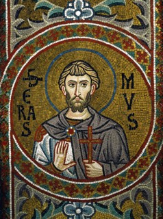 Chapelle palatine de Palerme
Mosaïque byzantine de la nef
Saint Erasme de Formia, martyrisé et