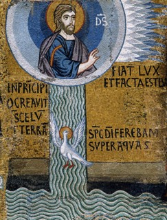 Chapelle palatine de Palerme
Mosaïque byzantine
La Genèse
"Fiat Lux", Dieu crée la lumière et la
