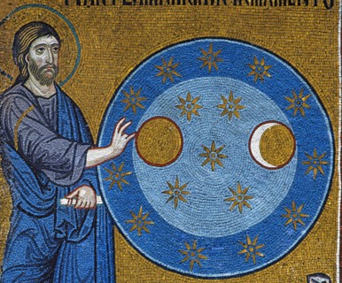 Chapelle palatine de Palerme
Mosaïque byzantine
La Genèse
Au quatrième jour, Dieu sépara la