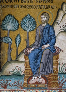 Chapelle palatine de Palerme
Mosaïque byzantine
La Genèse
Dieu se repose et sanctifie le