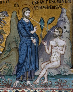 Chapelle palatine de Palerme
Mosaïque byzantine
La Genèse
Dieu crée Adam à son image et à sa