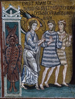 Chapelle palatine de Palerme
Mosaïque byzantine
La Genèse
Le péché originel
Adam et Eve chassés