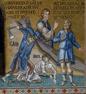 Chapelle palatine de Palerme
Mosaïque byzantine
La Genèse
Caïn tue son frère Abel

Palerme