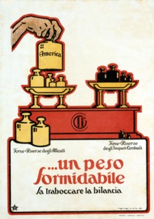 Affiche italienne sur l'entrée en guerre des Etats-Unis en 1917