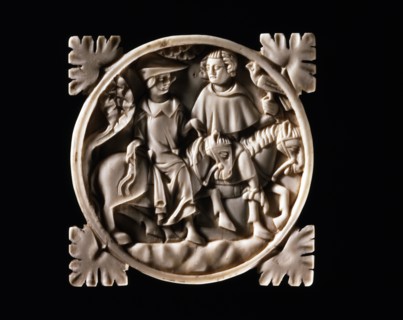Valve de miroir avec des scènes d'amour courtois