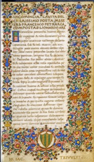 Incipit de la vie de Pétrarque